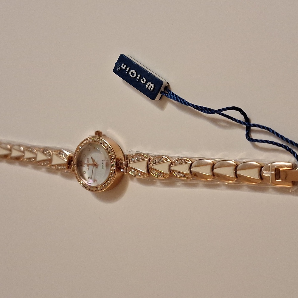 Gold Women's Watch with Crystal Accents